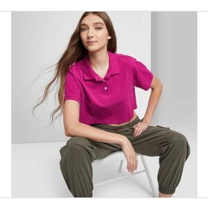 💖 Brand New! Wild Fable™ Cropped Polo Tee – XS, Magenta 💖